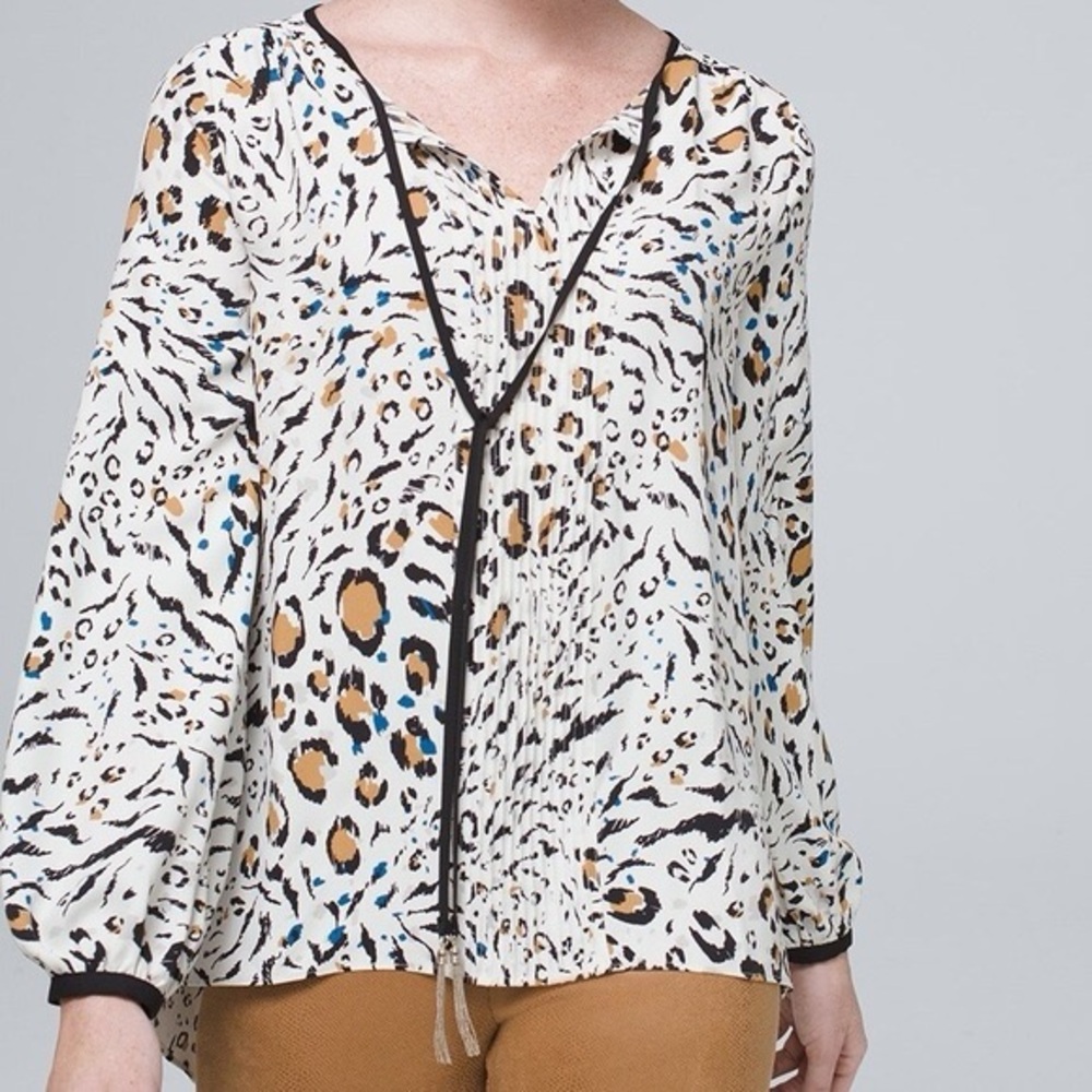 White House Black Market Animal Print Blouse. Small